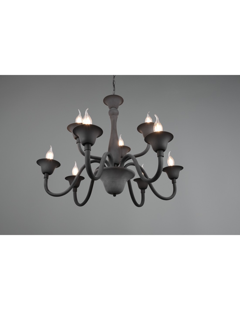 Lampadario Salone 9 Luci Nero Con Catena Elsa Trio Lighting