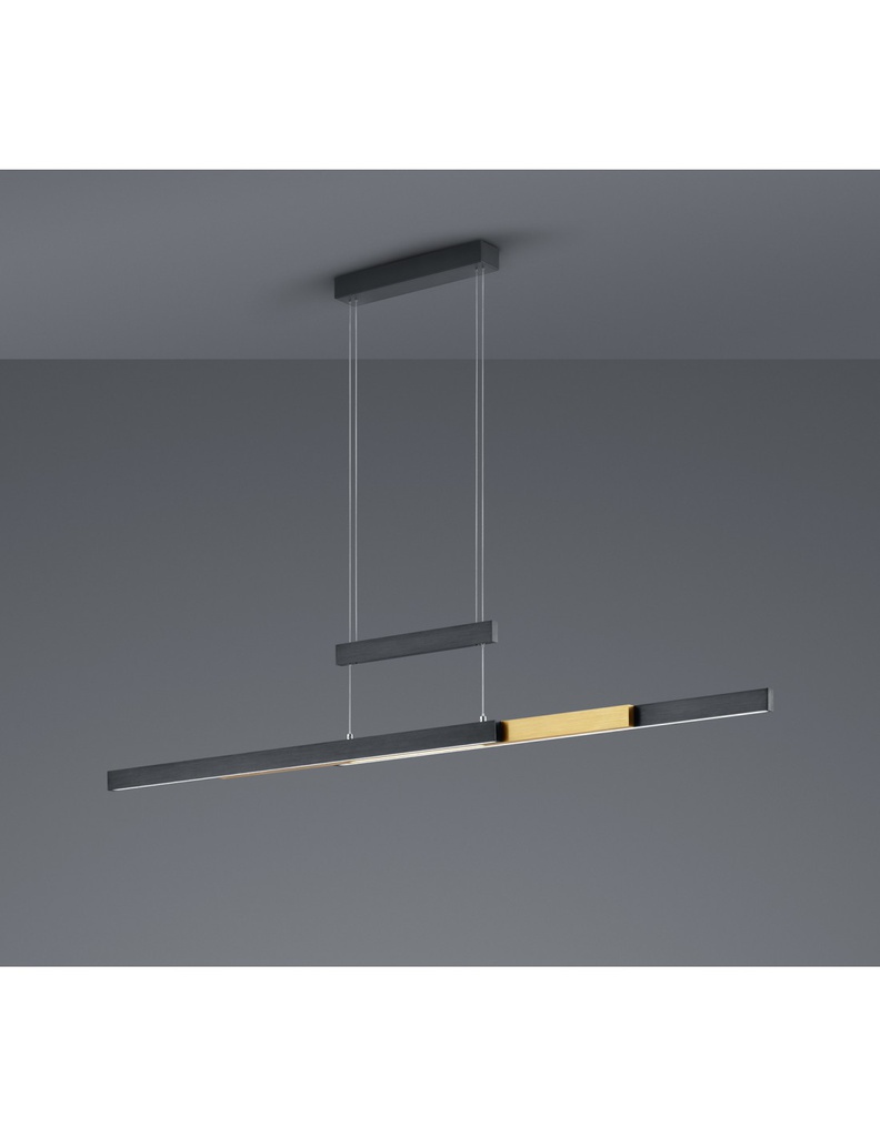 Lampadario Ufficio Moderno Trajan Doppio Led Touch Dimmer Nero E Ottone Trio Lighting