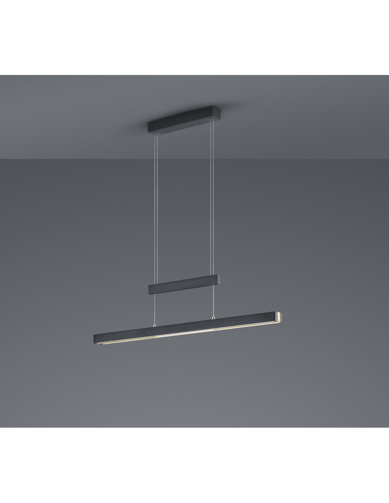 Lampadario Ufficio Moderno Trajan Doppio Led Touch Dimmer Nero E Ottone Trio Lighting