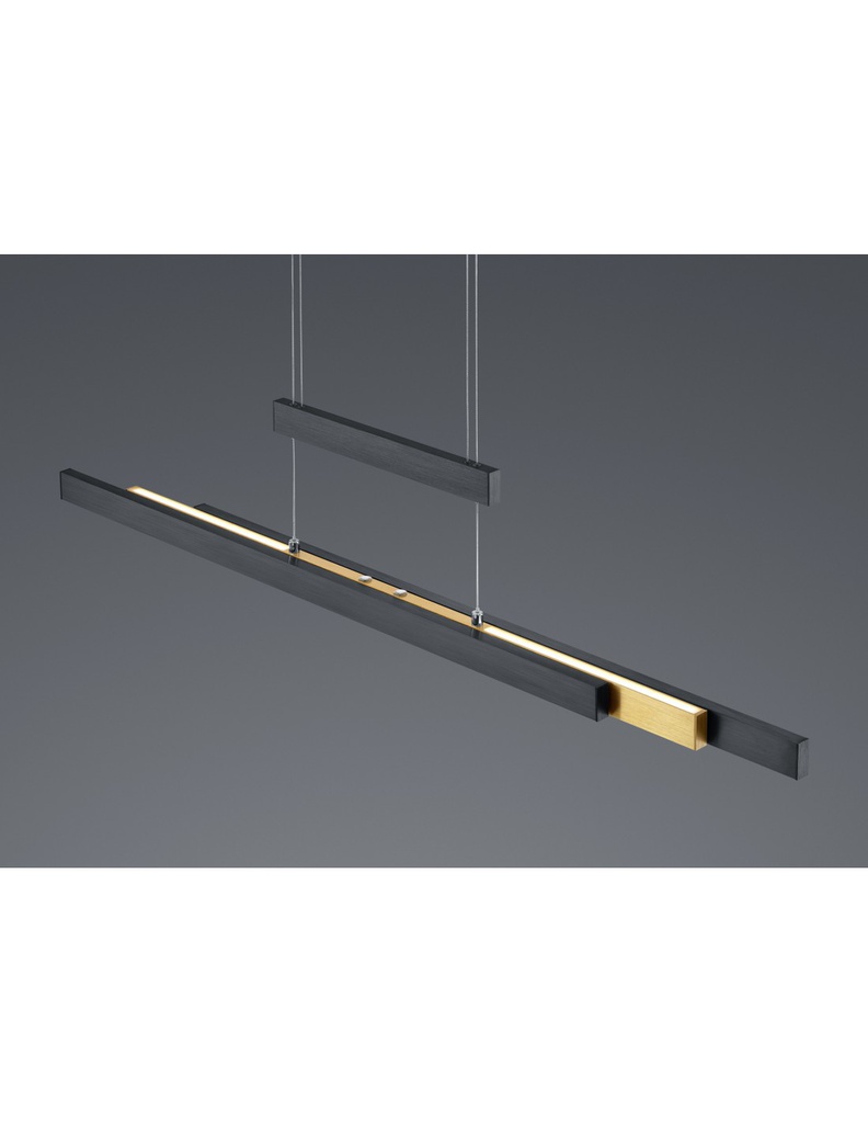 Lampadario Ufficio Moderno Trajan Doppio Led Touch Dimmer Nero E Ottone Trio Lighting