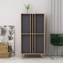 (2c) Credenza alta 4 ante antracite noce 72x35x139h cm