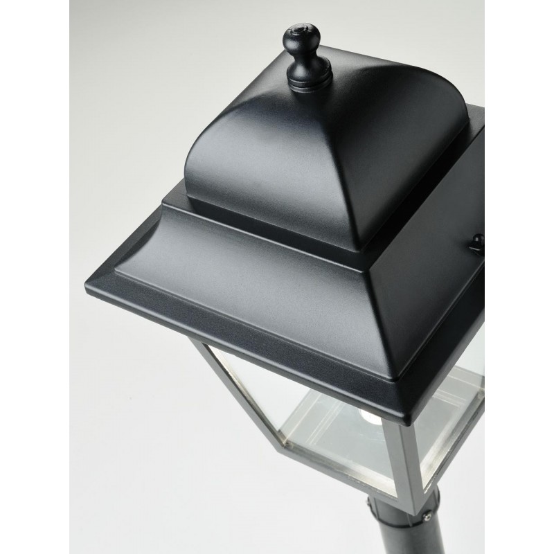 Lampione 3 luci in pressofusione di alluminio nero diffusori in vetro h. 264 cm