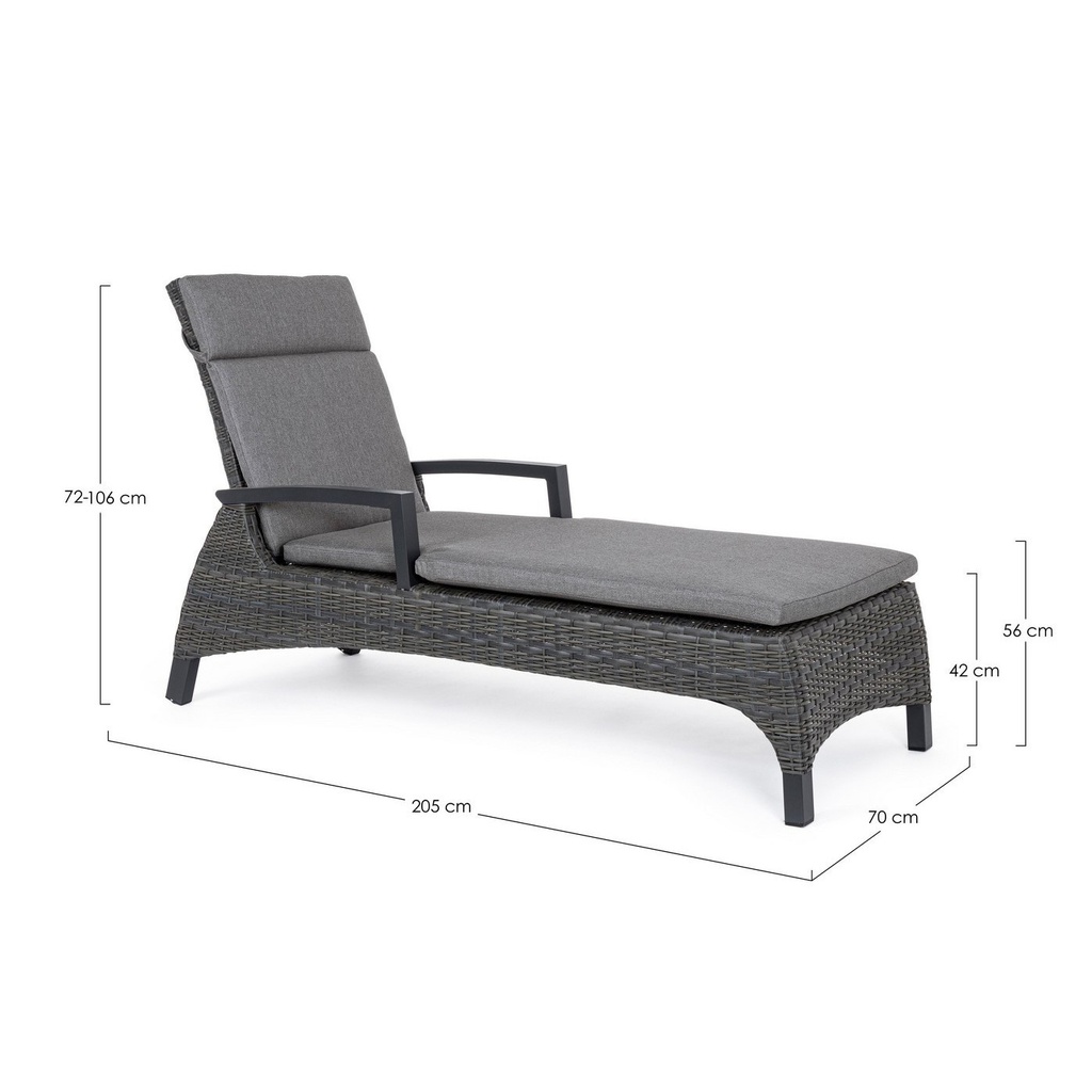 Lettino con cuscini Britton antracite  cm 205