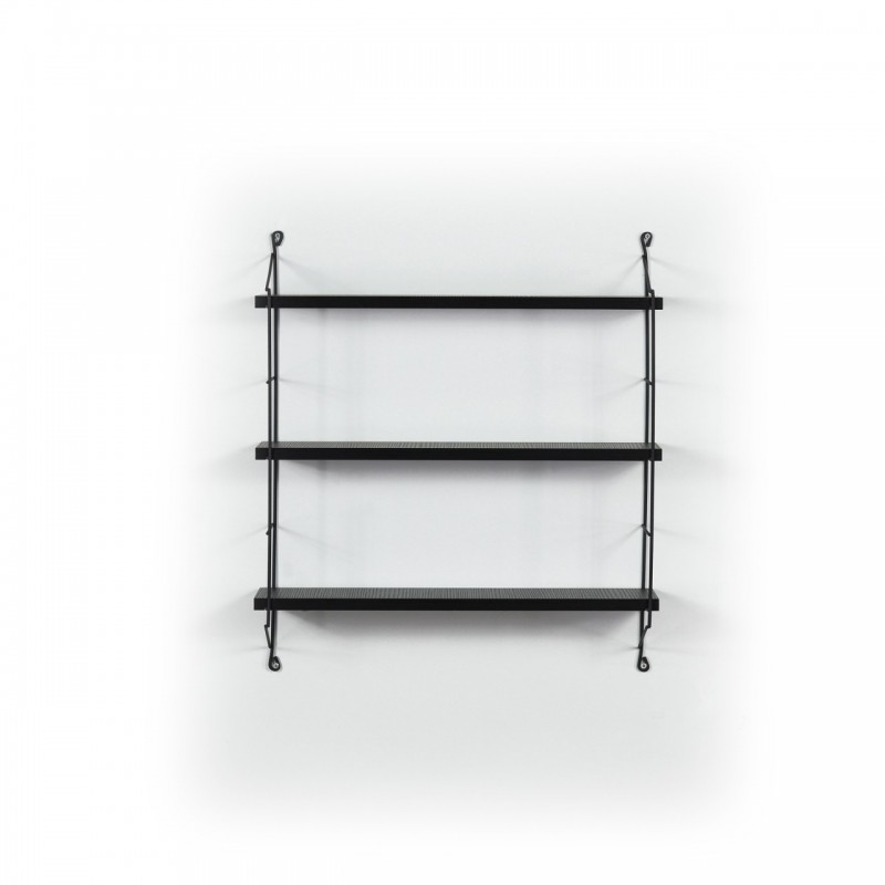 Libreria a muro 3 ripiani Neelix nero cm 60 x 15 x 68 h