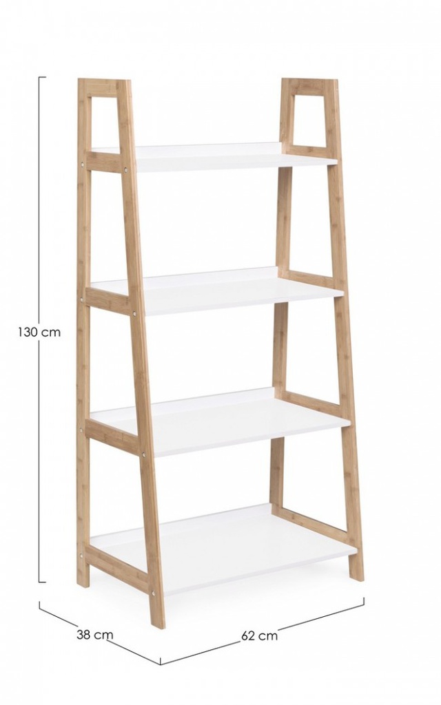 Libreria in legno di bamboo quattro ripiani BROOKLYN 62x38x h130 cm
