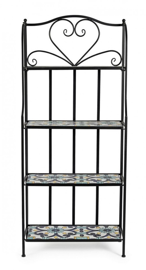 Libreria pieghevole Positano 4 piani in metallo stile country cm 57x28x133h