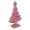 Albero resina rosso con decori bianchi cm16x5,7h24