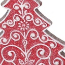 Albero resina rosso con decori bianchi cm16x5,7h24