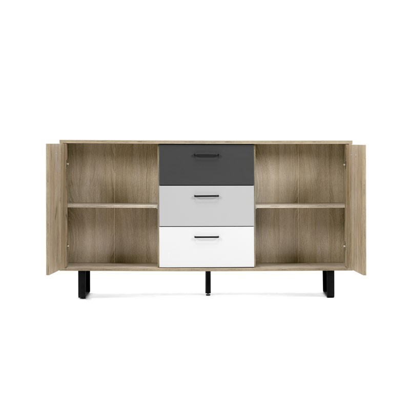 Madia 2 ante 3 cassetti colorati rovere grigio 160x35xh.86 cm