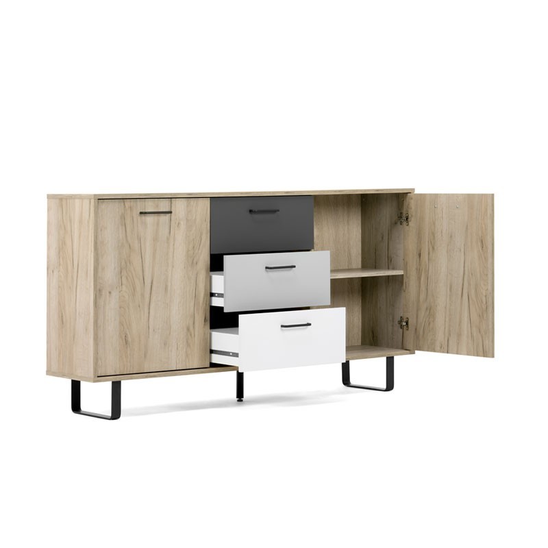 Madia 2 ante 3 cassetti colorati rovere grigio 160x35xh.86 cm EFFEZ