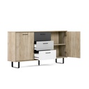 Madia 2 ante 3 cassetti colorati rovere grigio 160x35xh.86 cm EFFEZ