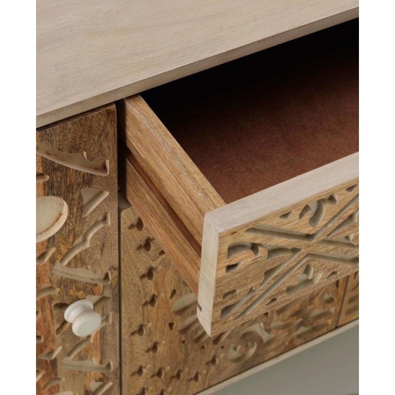 Madia 4 ante 1 cassetto in Legno di mango marrone 47x 160x h. 75 cm
