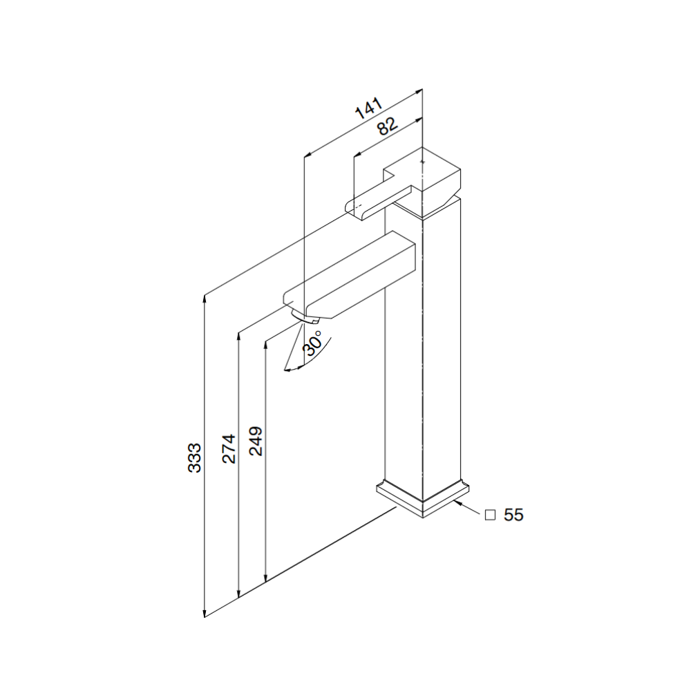 Miscelatore Bagno Quadra Lavabo Alto Cromato 33.3 cm, 14.1 cm