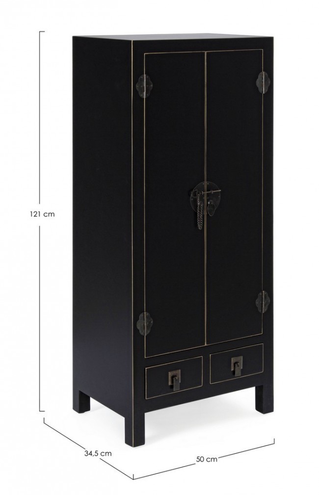 Mobile 2 ante - 2 cassetti pechino nero in legno stile design