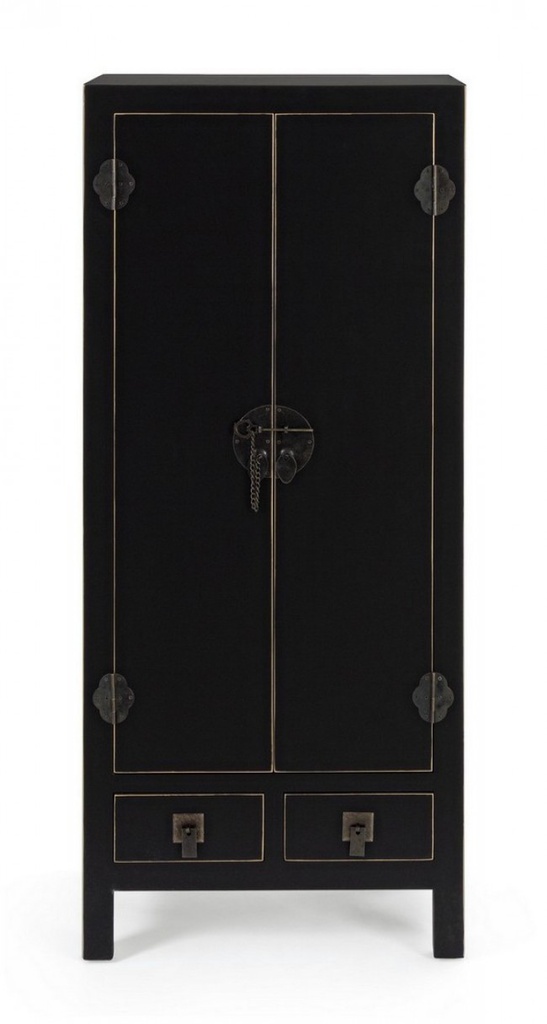 Mobile 2 ante - 2 cassetti pechino nero in legno stile design