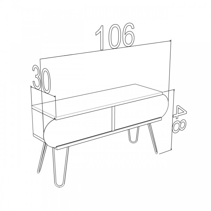 Mobile porta tv noce nero industrial urban cm cm 106 x 30 x 48 h