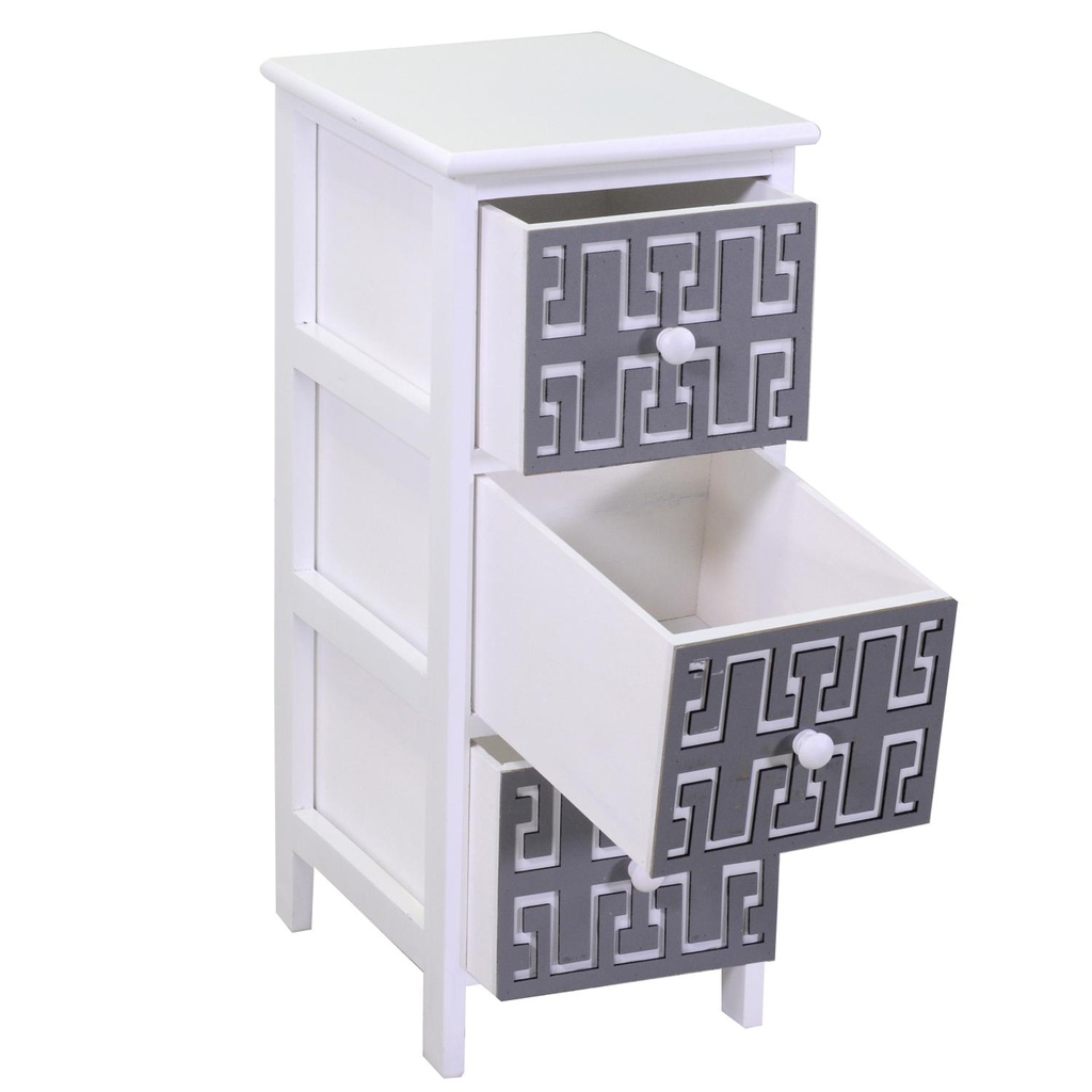 Mobiletto gianna cassettiera bianco grigio 3 cassetti cm 26x32h63