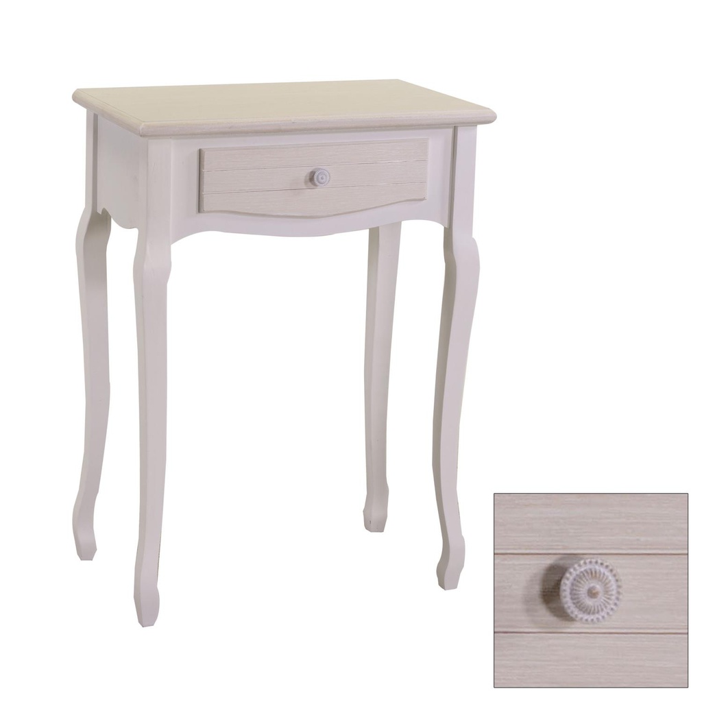 Mobiletto legno console norimberga 1 cassetto crema cm60x34h78