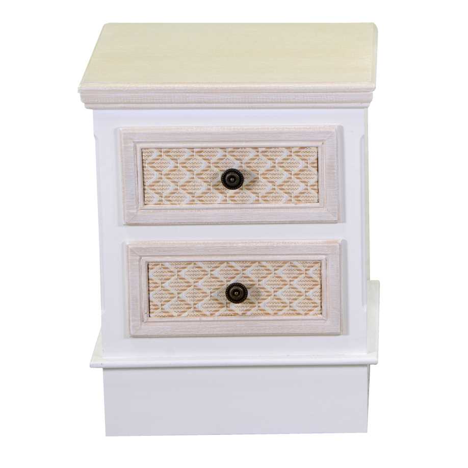 Mobiletto legno losanna 2 cassetti crema cm 37x30h49