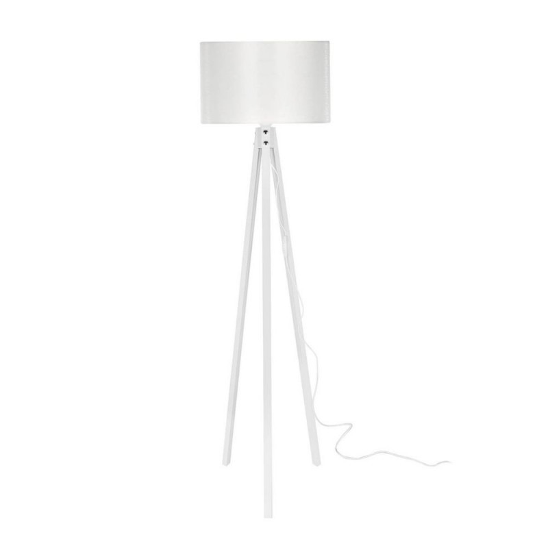 (2c) Lampada a piantana treppiedi in legno e tessuto Bianco RODI 36x h136 cm