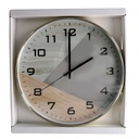 Orologio plastica effetto legno bianco e grigio tondo cm ø30