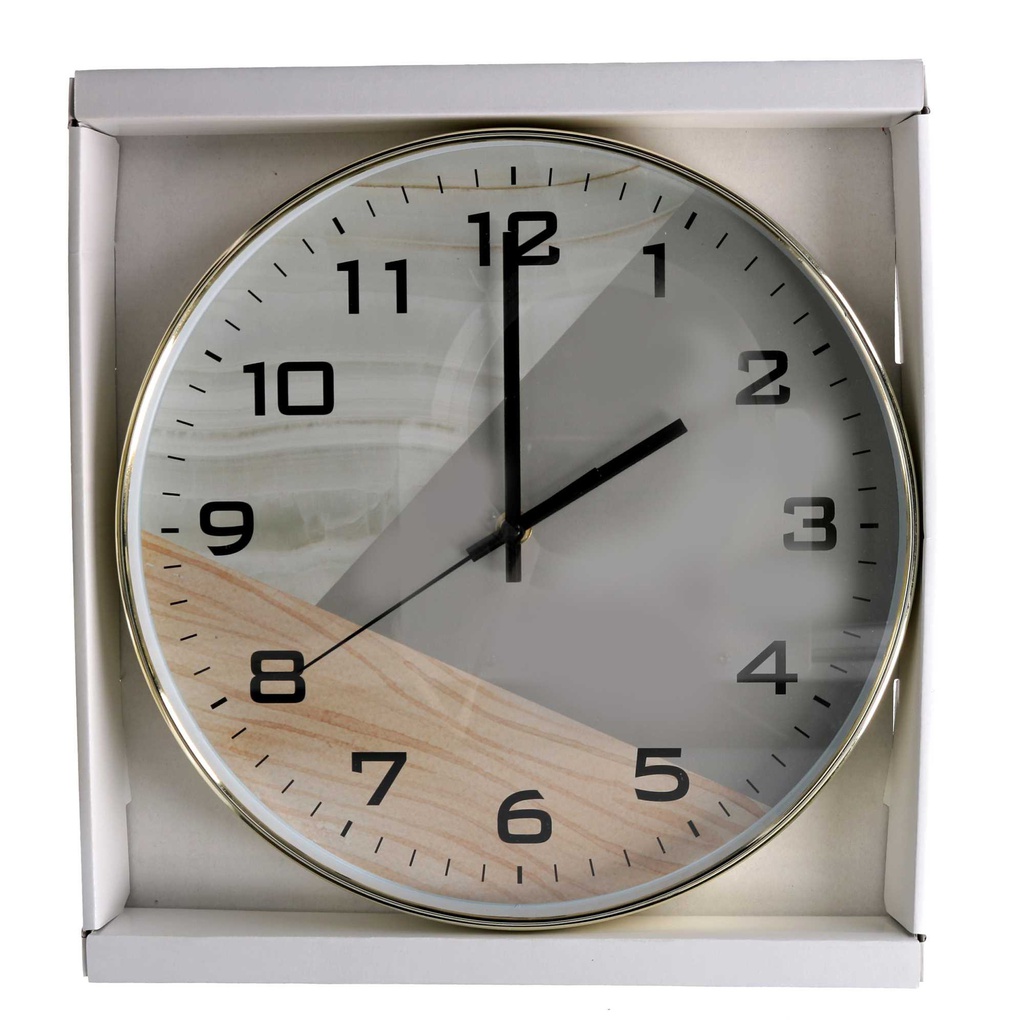 Orologio plastica effetto legno bianco e grigio tondo cm ø30