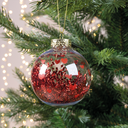 Pallina di natale in vetro con gliter rossi Ø8 cm