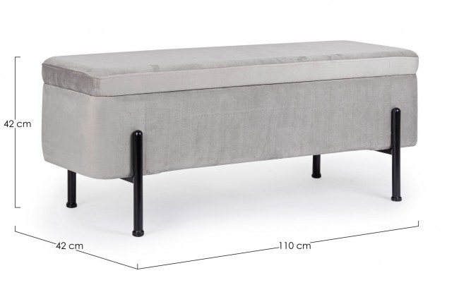 Panca contenitore kira naturale grigio chiaro cm 110