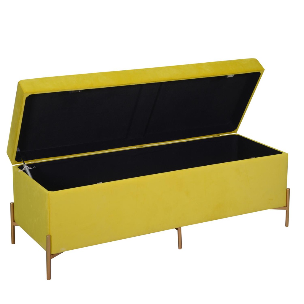 Panca contenitore velluto giallo cm 115x40h45