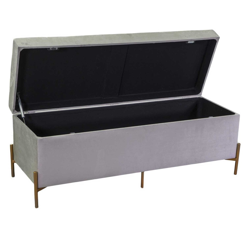 Panca contenitore velluto grigio chiarocm 115x40h45