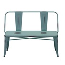 Panchina ferro bristol azzurro antico con schienale cm 51x111h82