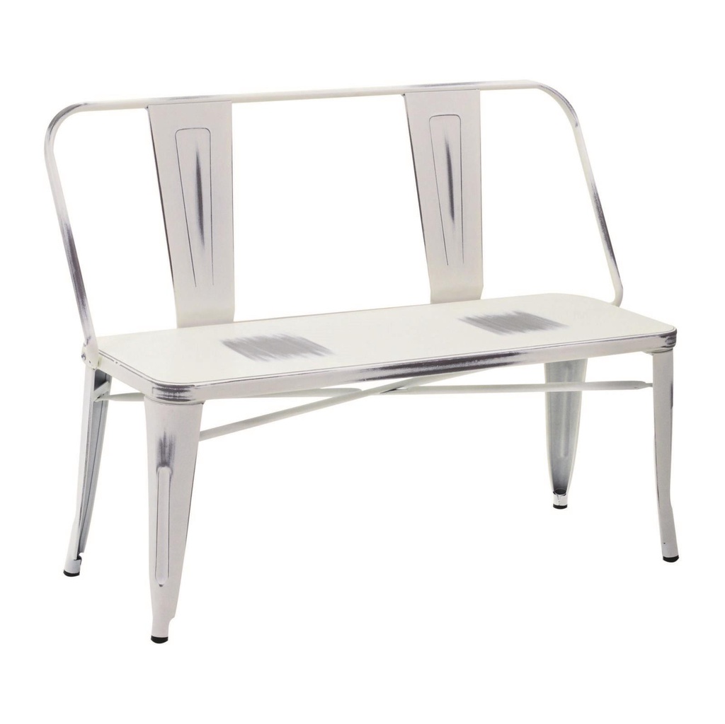 Panchina ferro bristol bianco antico con schienale cm 51x111h82