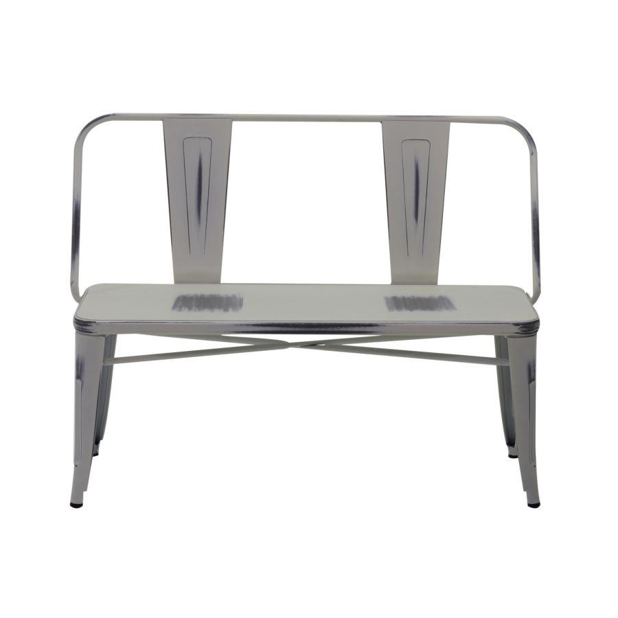 Panchina ferro bristol bianco antico con schienale cm 51x111h82