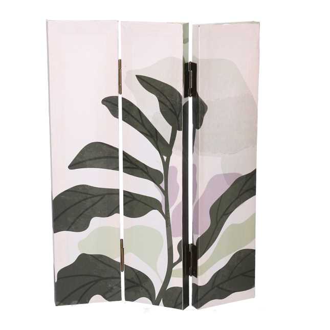 Paravento stampa foglie verde 3 ante rettangolare cm 120,6x2,5xh180,6x2,5xh180