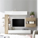 Parete attrezzata da soggiorno Bianco e rovere L.295xP30xh.187 cm