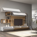 Parete attrezzata due ribalte quattro pensili Bianco Rovere TRONADOR 260x42x h210 cm