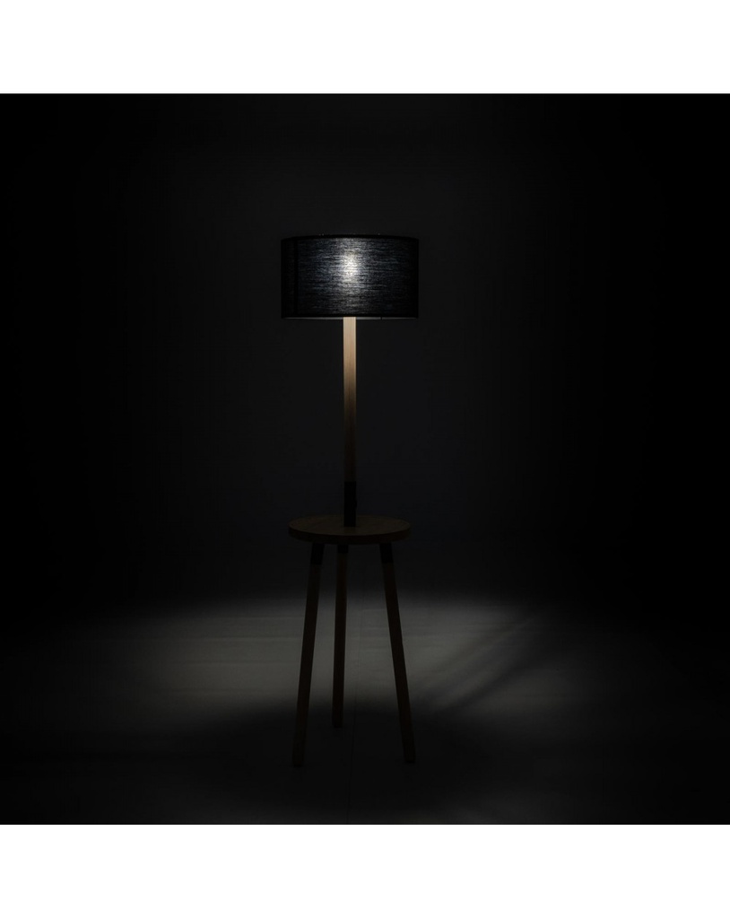 Lampada da terra Acrux in tessuto nero e legno STS