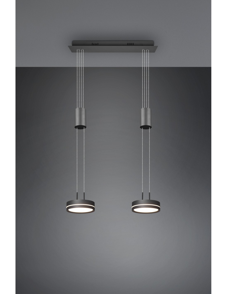 Lampadario Isola Doppio Disco Led Sospeso Franklin Antracite Trio Lighting
