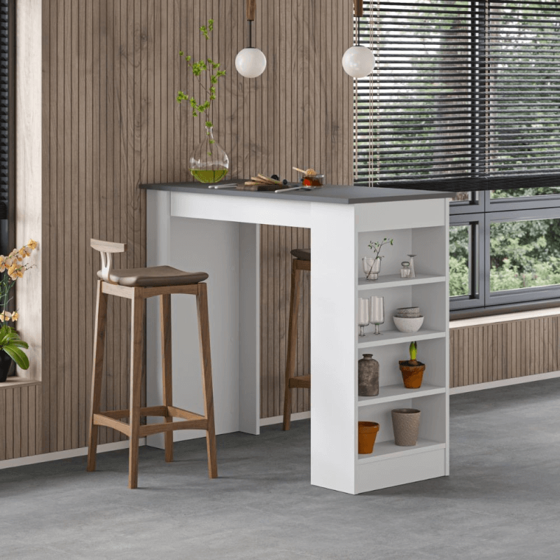Penisola da cucina tavolo alto Swallow bianco con piano antracite EFFEZ