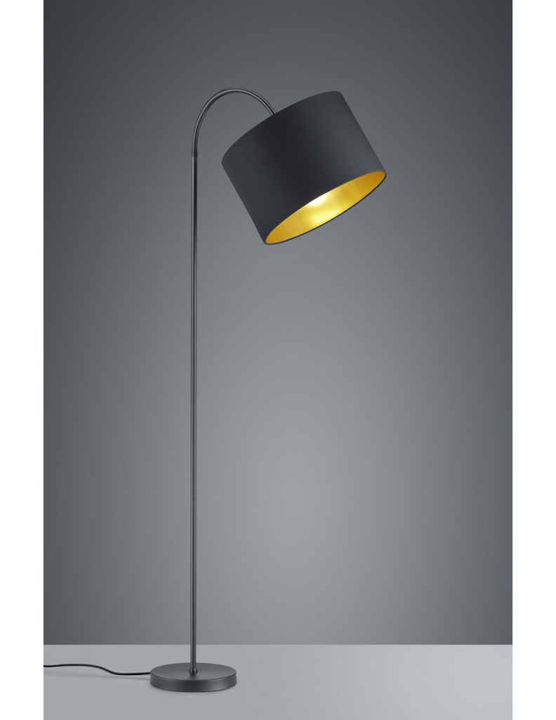 Piantana Hostel Metallo Nero-Oro Paralume Orientabile H156 cm Trio Lighting