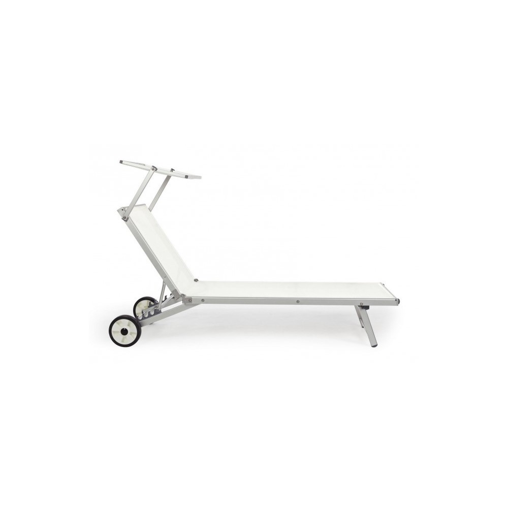 Lettino Cross con ruote in alluminio bianco