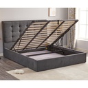Letto Matrimoniale Coco Contenitore Tessuto Grigio Scuro  L 171 x P 209 x H 115 cm
