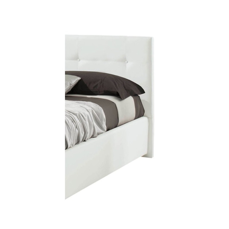 Letto matrimoniale c- contenitore in ecopelle Bianco 182x205xh.120 cm