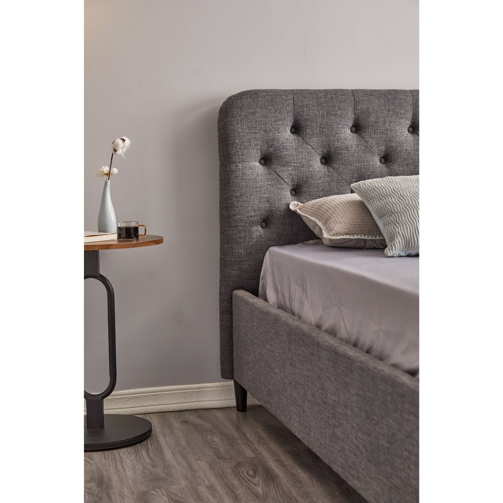 Letto matrimoniale contenitore Idra grigio scuro testiera con bottoni L 170 x P 207,5 X H 114 cm