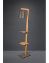 Piantana Vintage Mensole Legno Paralume Nichel Rodrigo Trio Lighting