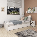 Letto singolo 1666 bianco vintage e bianco con comodino estraibile EFFEZ