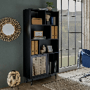 Libreria Vienna20A nera con frontali effetto vimini EFFEZ