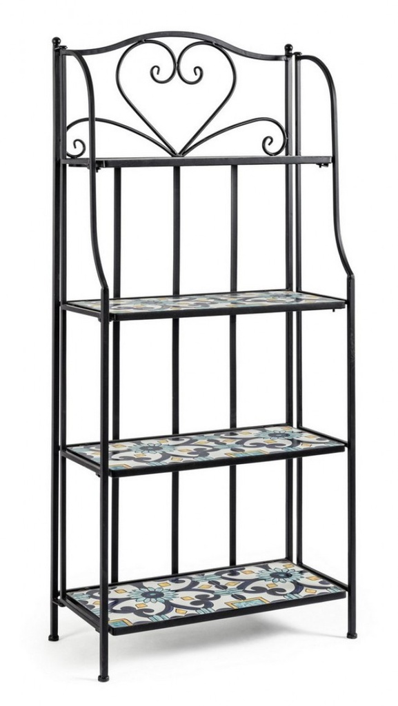 Libreria pieghevole Positano 4 piani in metallo stile country cm 57x28x133h