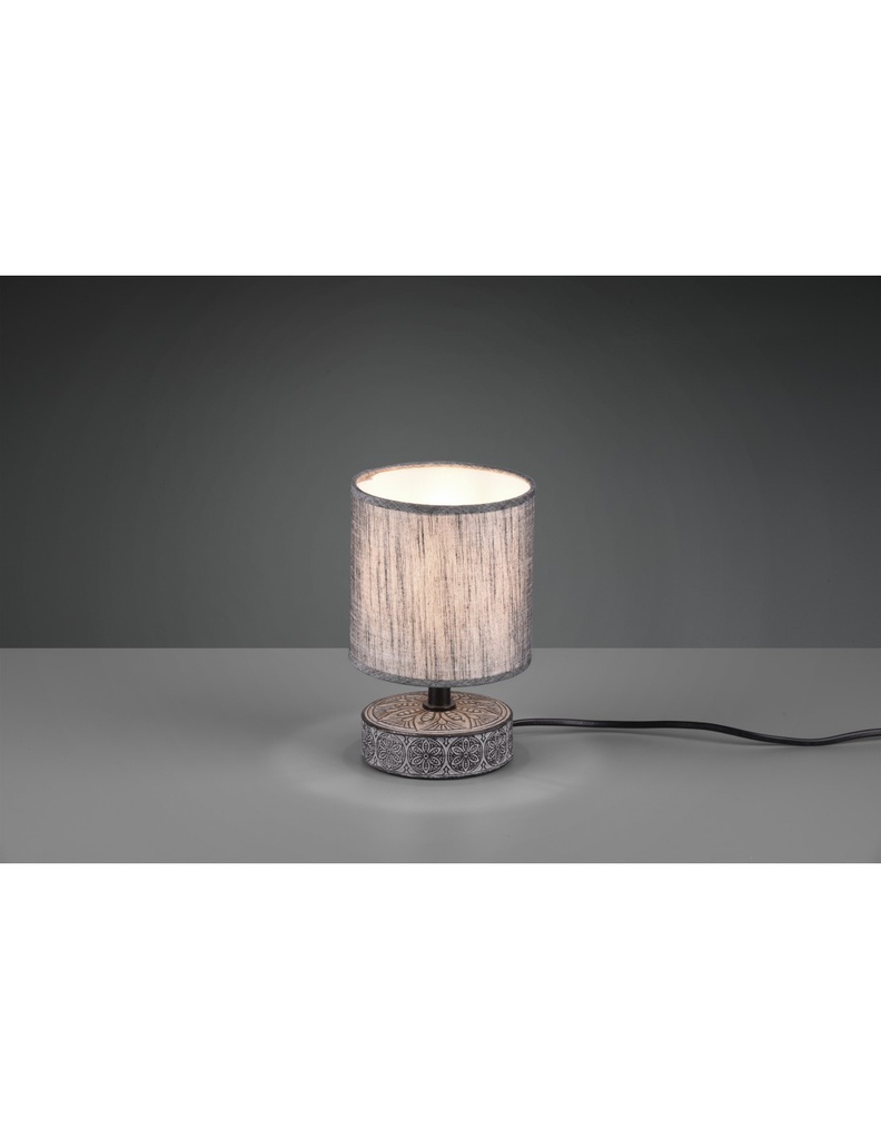 Piccolo Lume Grigio Moderno Base Ceramica con Paralume Tessuto Marie Trio Lighting