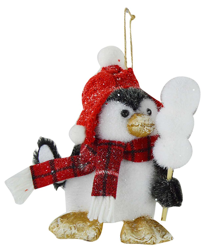 Pinguino con berretto rosso nbr-1241 cm. 13 x 13 h 15